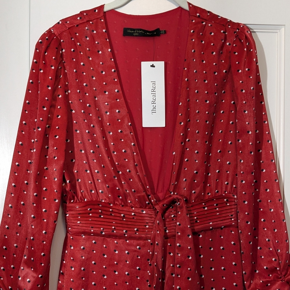 NWT House Of Harlow 1960 Dotted Jumpsuit Red Sz S - Picture 13 of 15